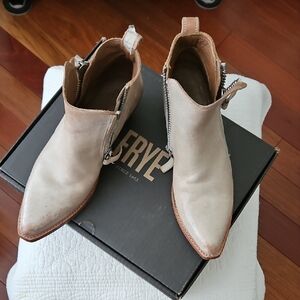 Frye Women's Light Tan Ankle Booties-Western Style.
